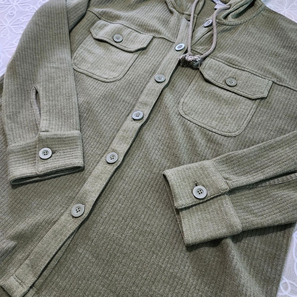 Natural Reflections Ribbed Button Front  Shacket - Picture 3 of 10